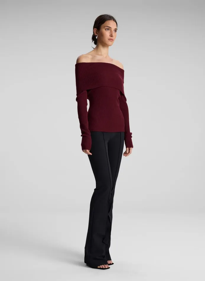 Women Tops ALC Evelyn Merino Off Shoulder Top Burgundy