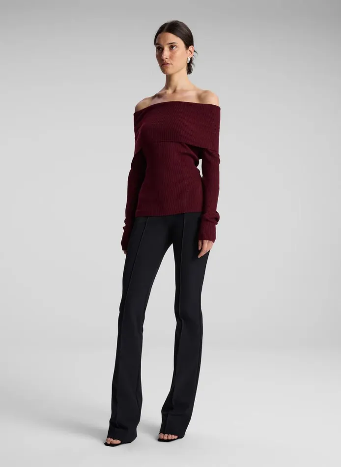 Women Tops ALC Evelyn Merino Off Shoulder Top Burgundy