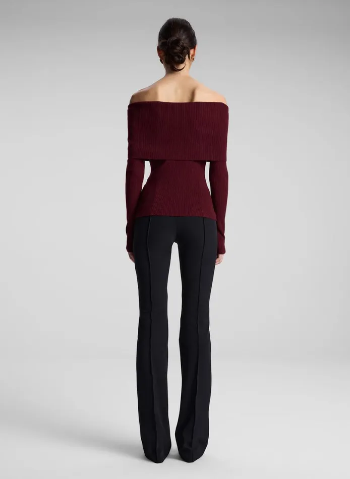 Women Tops ALC Evelyn Merino Off Shoulder Top Burgundy