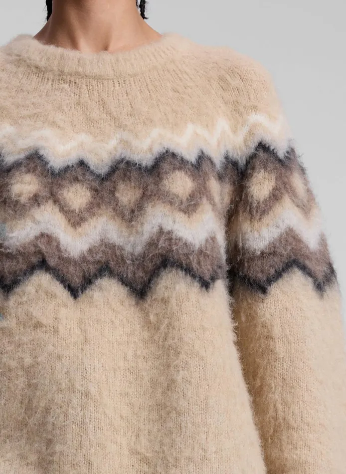 Women Tops ALC Ezra Fairisle Sweater Dark Taupe Multi