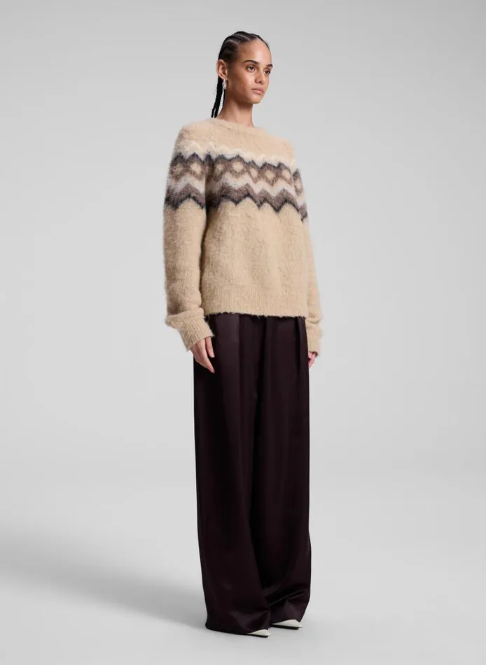 Women Tops ALC Ezra Fairisle Sweater Dark Taupe Multi