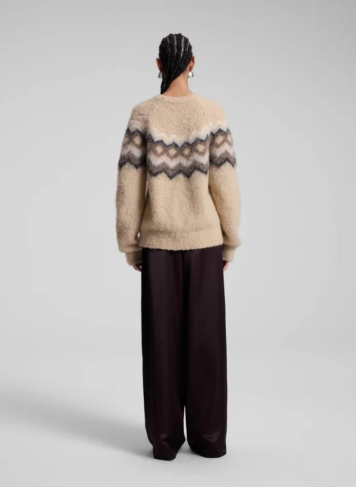 Women Tops ALC Ezra Fairisle Sweater Dark Taupe Multi