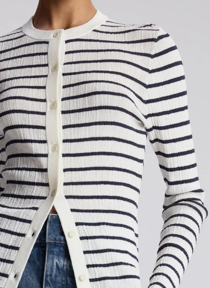 Women Tops ALC Fisher Fine Cotton Cardigan Bright Whitenavy
