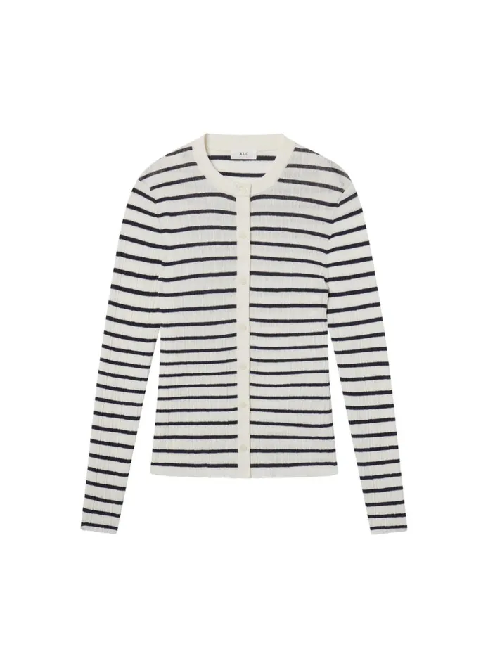 Women Tops ALC Fisher Fine Cotton Cardigan Bright Whitenavy
