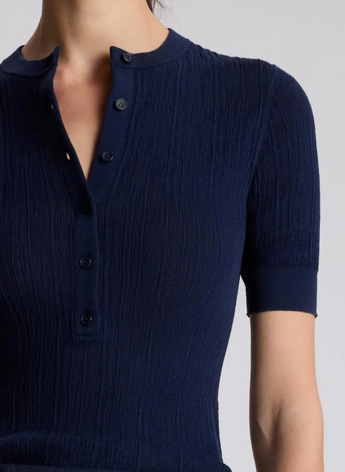 Women Tops ALC Fisher Fine Cotton Knit Top Navy