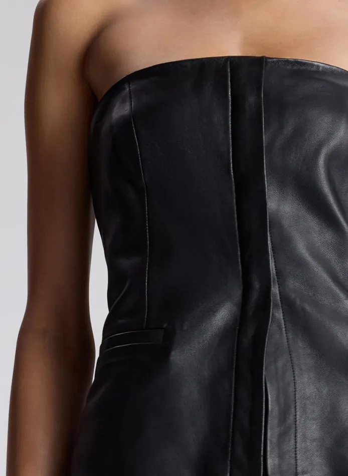 Women Tops ALC Renee Strapless Leather Top Black