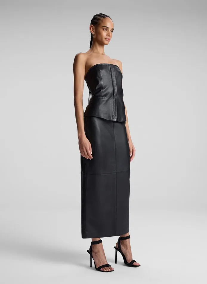 Women Tops ALC Renee Strapless Leather Top Black