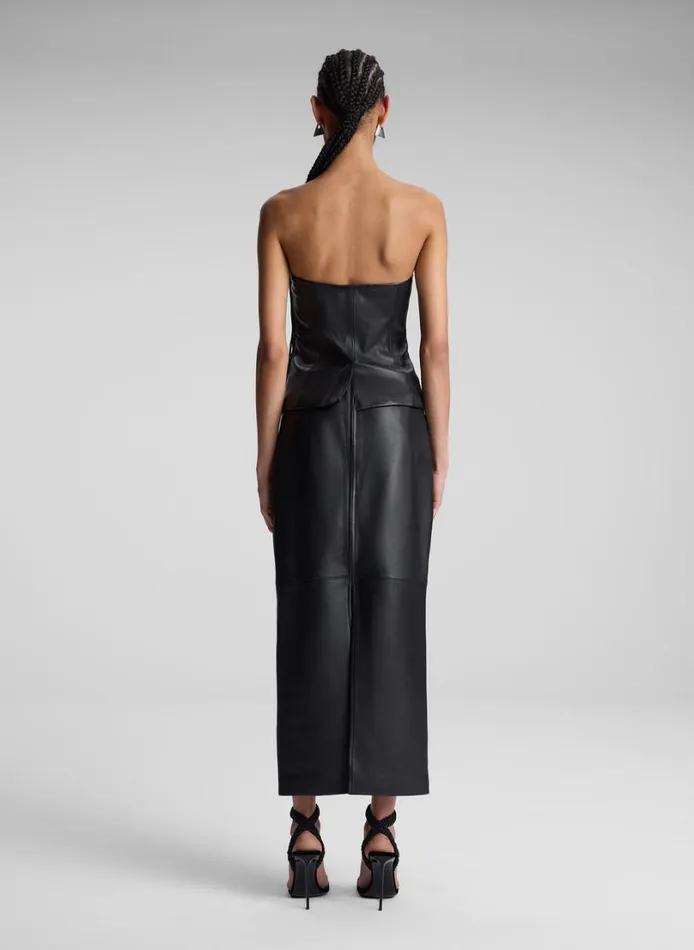 Women Tops ALC Renee Strapless Leather Top Black