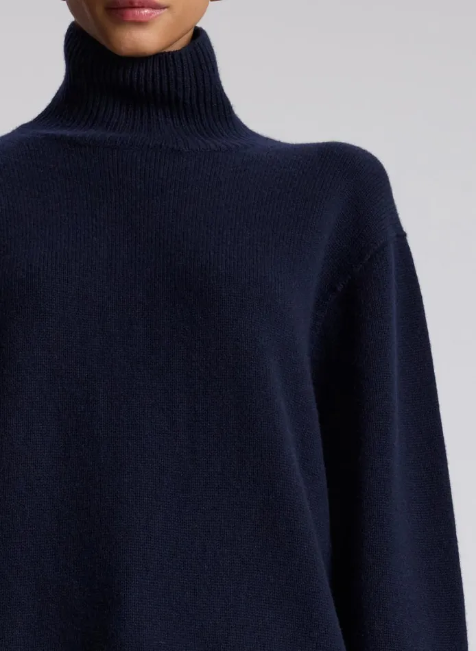 Women Tops ALC Teddy Cashmere Turtleneck Sweater Navy