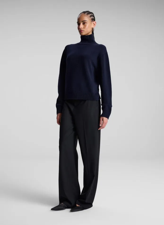 Women Tops ALC Teddy Cashmere Turtleneck Sweater Navy