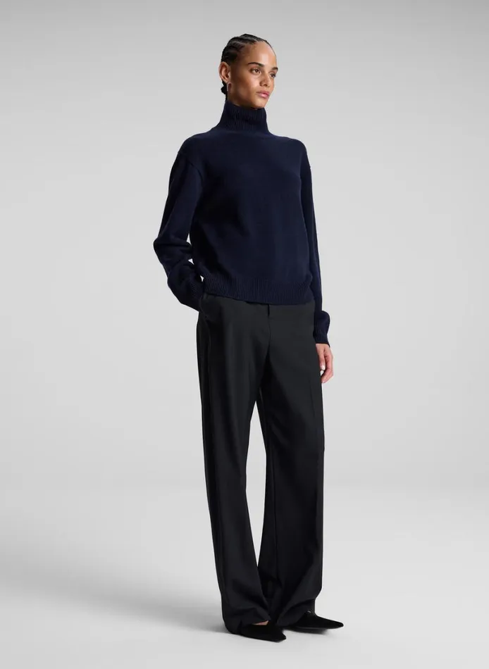 Women Tops ALC Teddy Cashmere Turtleneck Sweater Navy