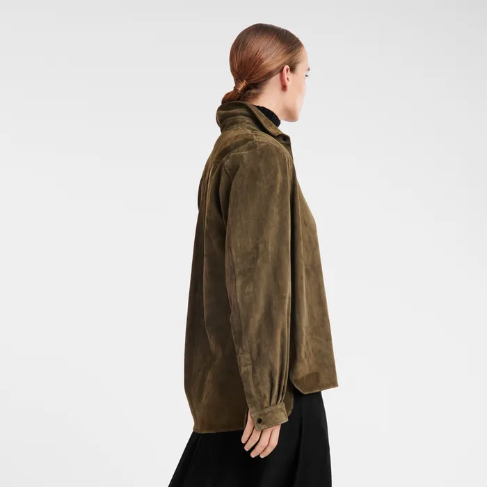 Women Tops and Blouses Longchamp Straight leather shirt Khaki Women Tops and Blouses Longchamp Straight leather shirt Khaki