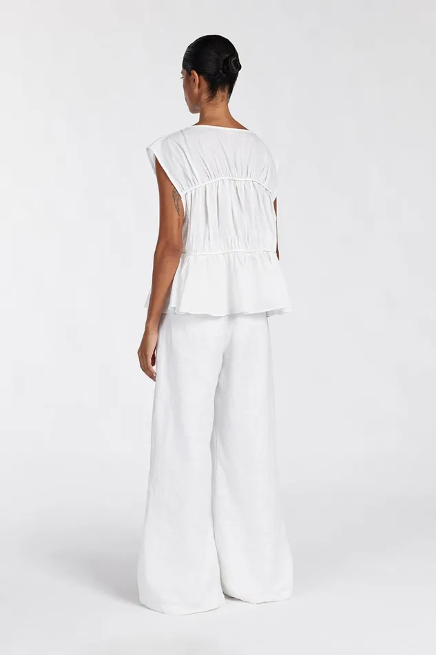 Women Tops DISSH FLYNN WHITE LINEN TIERED TOP