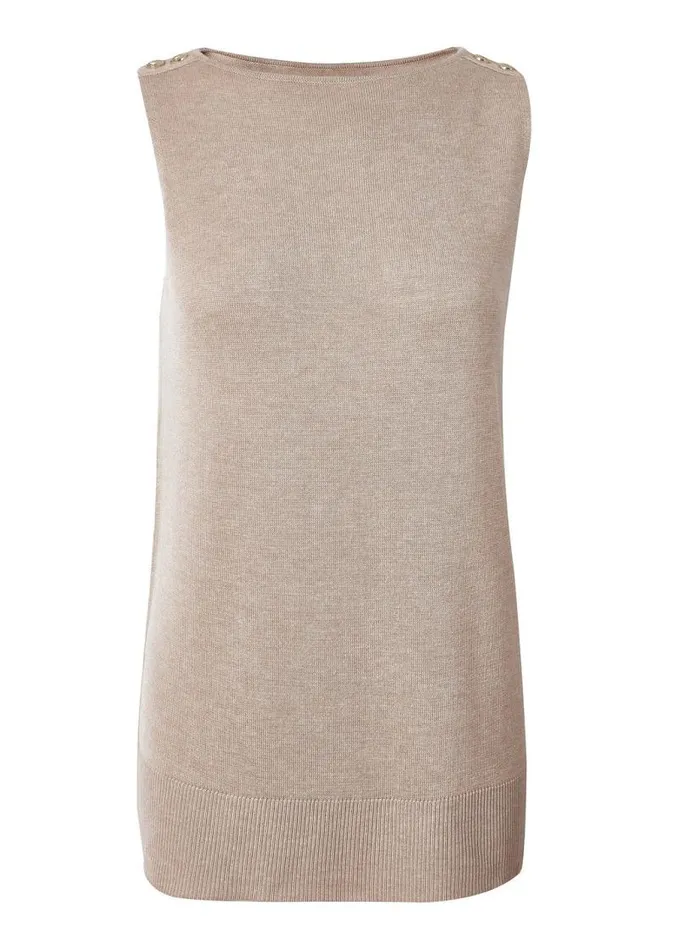 Women Tops Holland Cooper Boat Neck Knitted Vest Camel Women Tops Holland Cooper Boat Neck Knitted Vest Camel