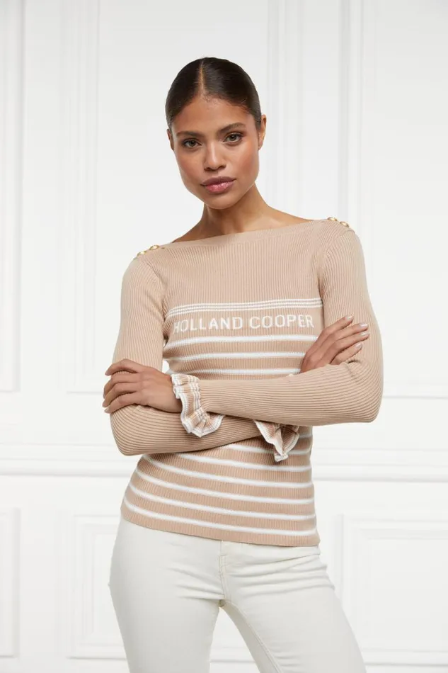 Women Tops Holland Cooper Bretton Boat Neck Knit Light Camel Women Tops Holland Cooper Bretton Boat Neck Knit Light Camel