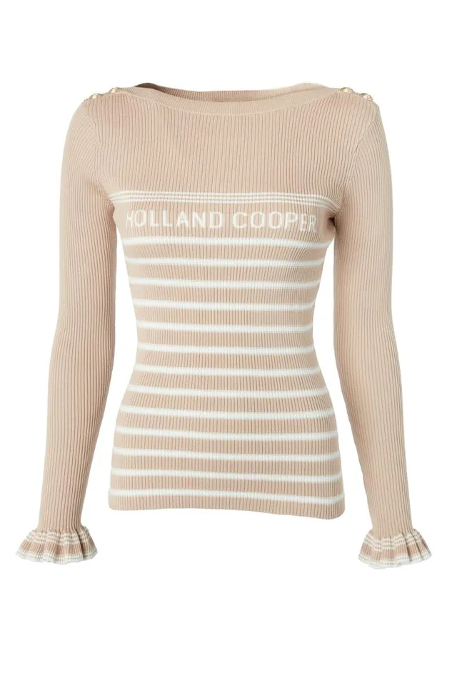 Women Tops Holland Cooper Bretton Boat Neck Knit Light Camel Women Tops Holland Cooper Bretton Boat Neck Knit Light Camel
