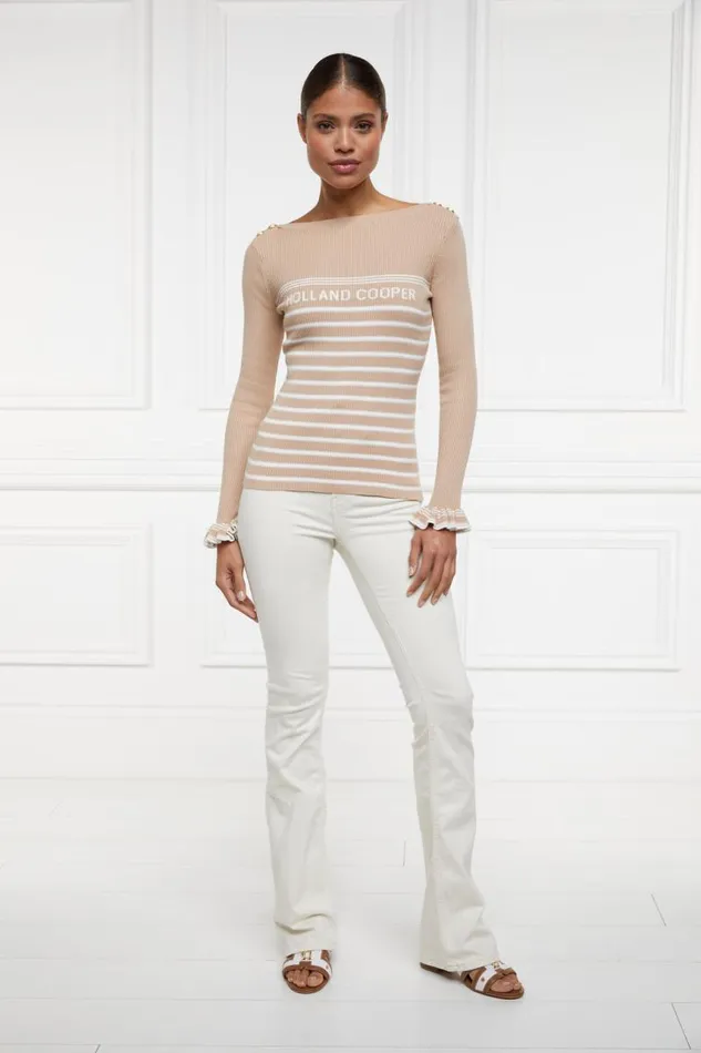 Women Tops Holland Cooper Bretton Boat Neck Knit Light Camel Women Tops Holland Cooper Bretton Boat Neck Knit Light Camel