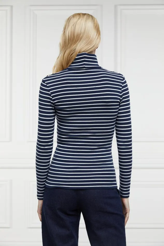 Women Tops Holland Cooper Padstow Roll Neck Ink Navy Natural Stripe Women Tops Holland Cooper Padstow Roll Neck Ink Navy Natural Stripe
