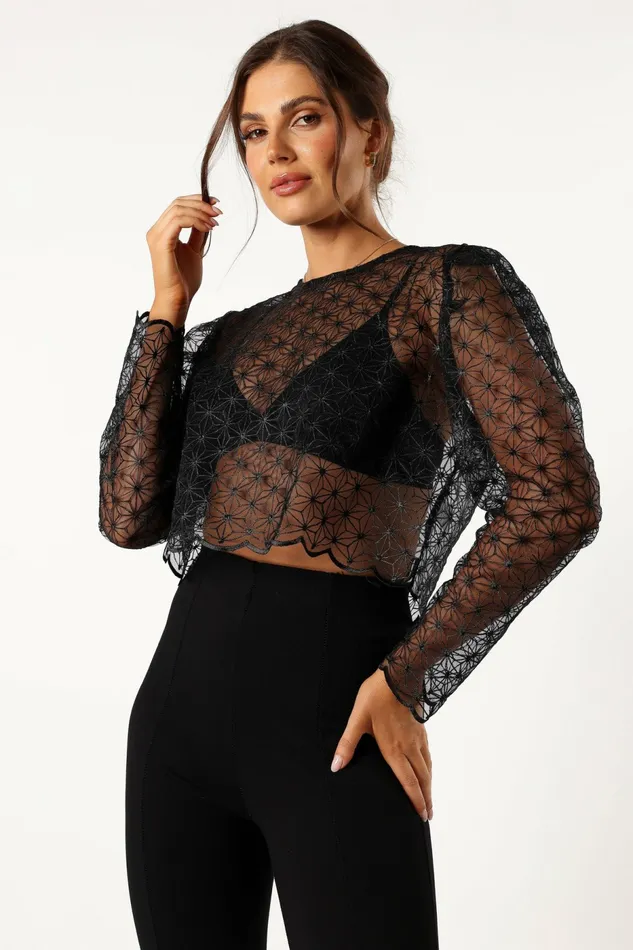 Women Tops Petal and Pup Gwen Embellished Top Black
