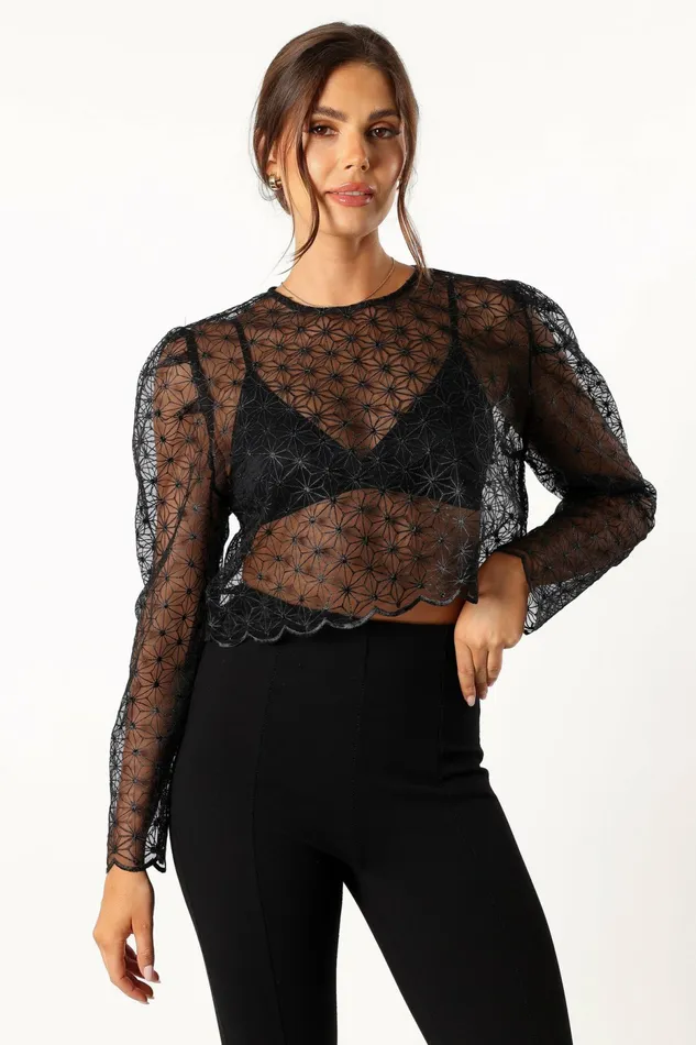 Women Tops Petal and Pup Gwen Embellished Top Black