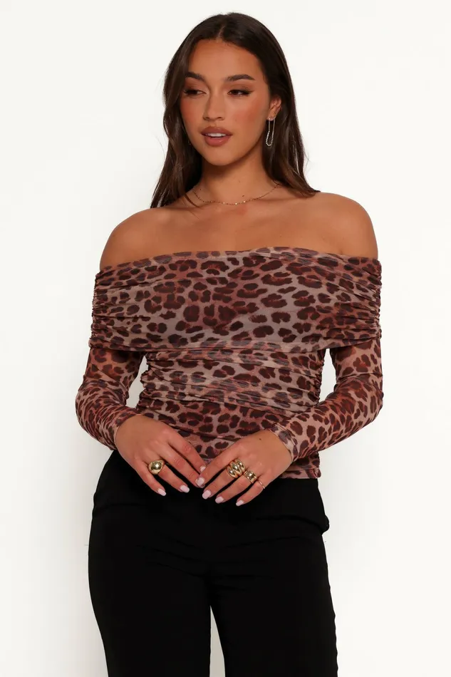 Women Tops Petal and Pup Koa Off Shoulder Top Leopard