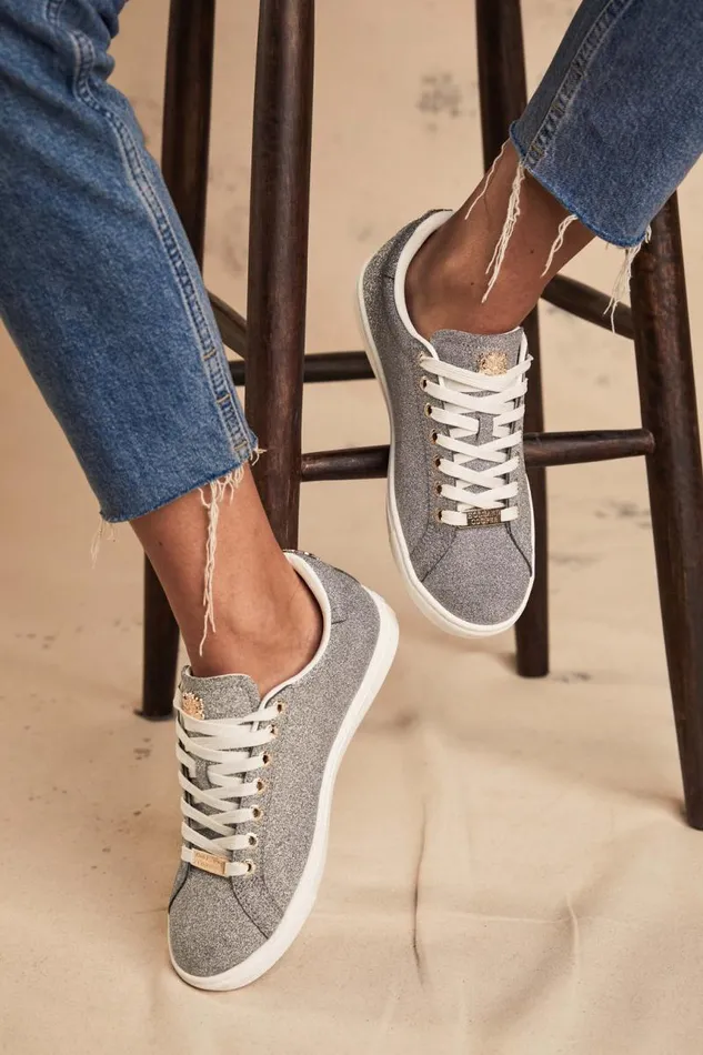 Women Trainers Holland Cooper Knightsbridge Crystal Trainer Silver Crystal