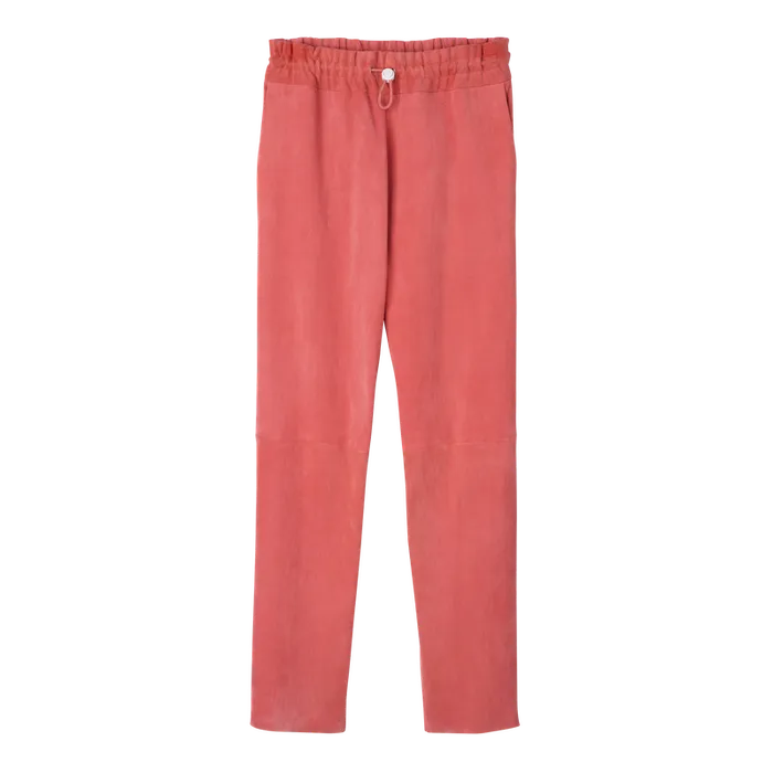 Women Trousers and shorts Longchamp Leather straight pants BlushBlushBlush