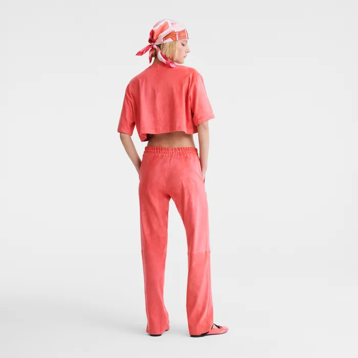 Women Trousers and shorts Longchamp Leather straight pants BlushBlushBlush Women Trousers and shorts Longchamp Leather straight pants BlushBlushBlush