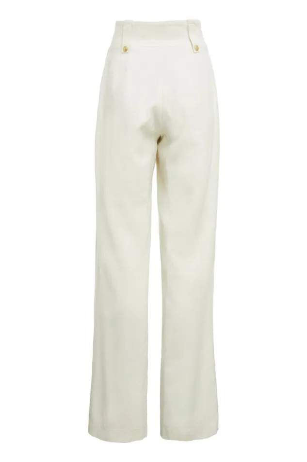 Women Trousers Holland Cooper High Waisted Straight Trouser Ivory Women Trousers Holland Cooper High Waisted Straight Trouser Ivory