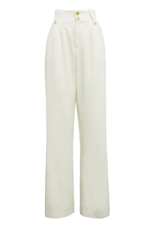 Women Trousers Holland Cooper High Waisted Straight Trouser Ivory Women Trousers Holland Cooper High Waisted Straight Trouser Ivory