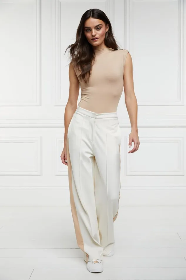 Women Trousers Holland Cooper Wide Leg Pant Natural