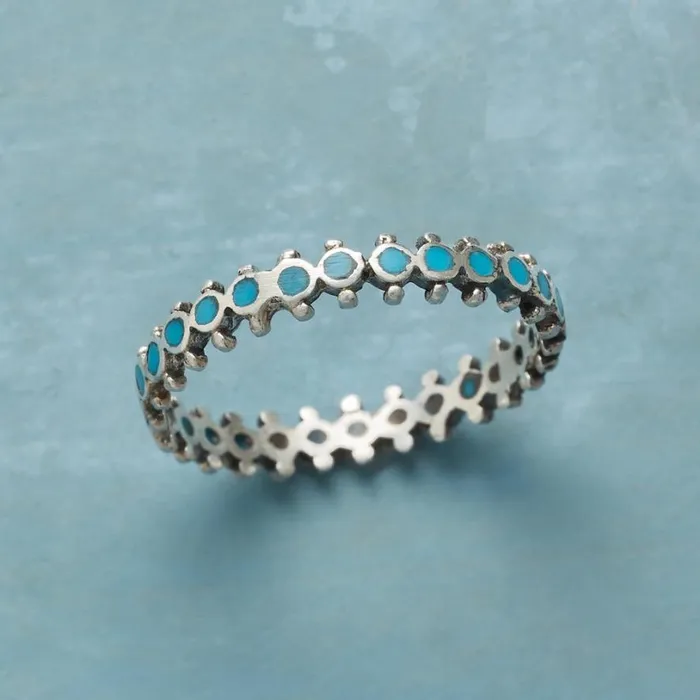 Women Turquoise Round Around Ring Sundance Catalog Rings