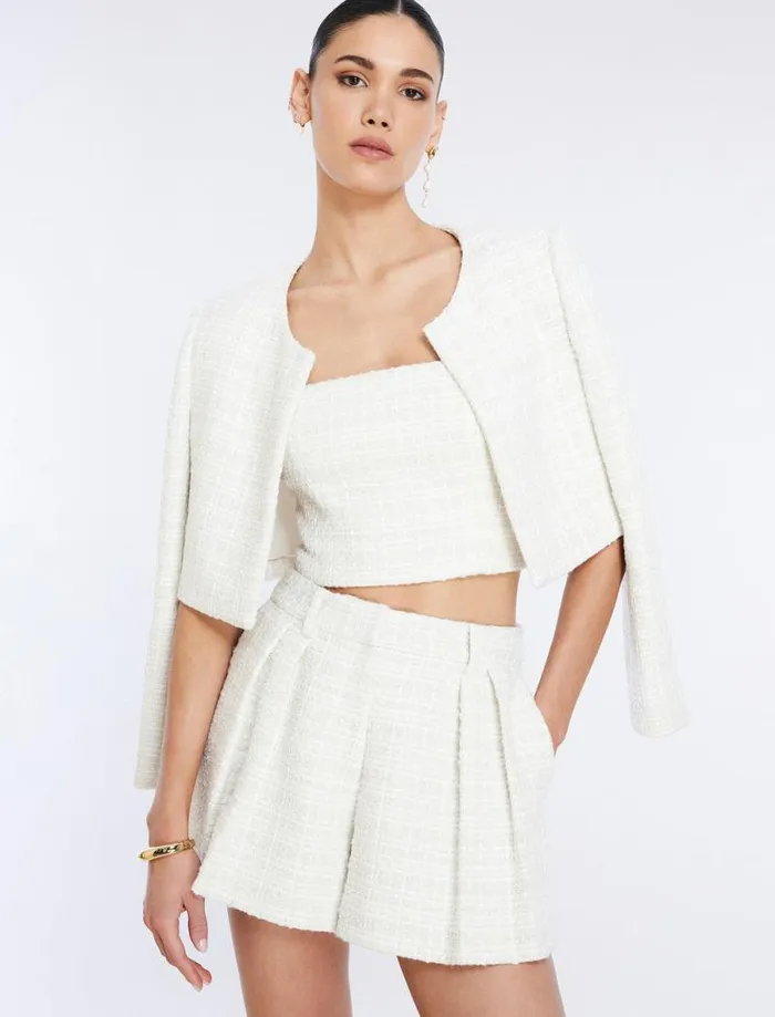 Women Tweed Short Gardenia BCBG Suiting Women Tweed Short Gardenia BCBG Suiting