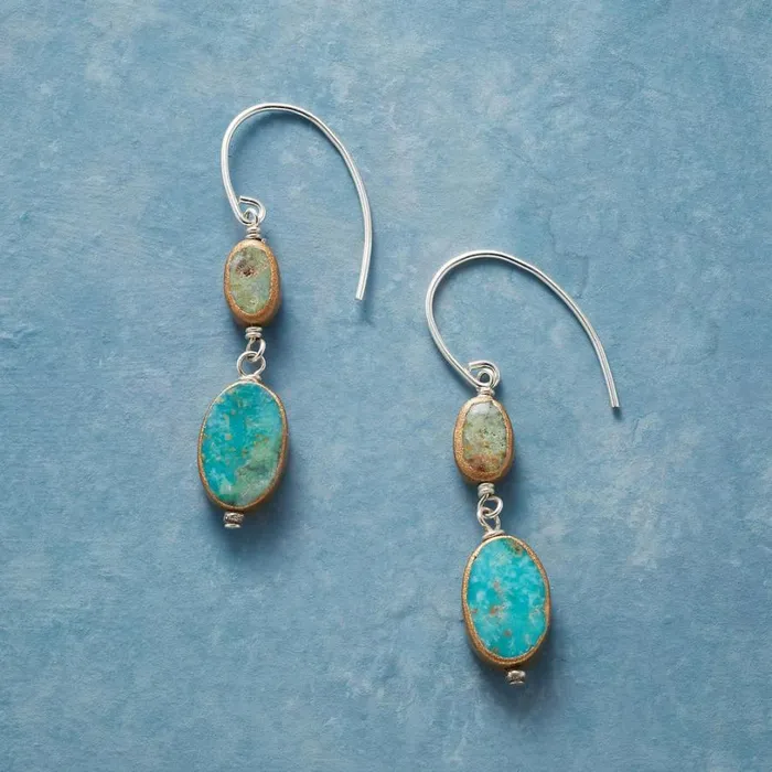 Women Two Tone Turquoise Earrings Sundance Catalog Earrings