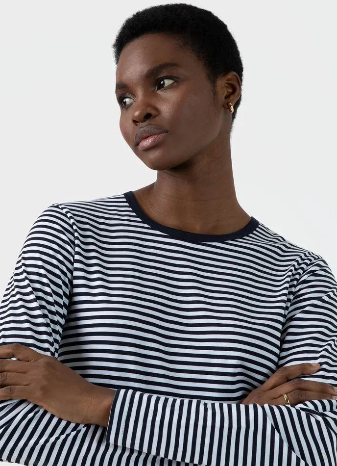 Women ussunspel Long Sleeve Classic Tshirt WhiteNavy Tshirts and Tops Women ussunspel Long Sleeve Classic Tshirt WhiteNavy Tshirts and Tops