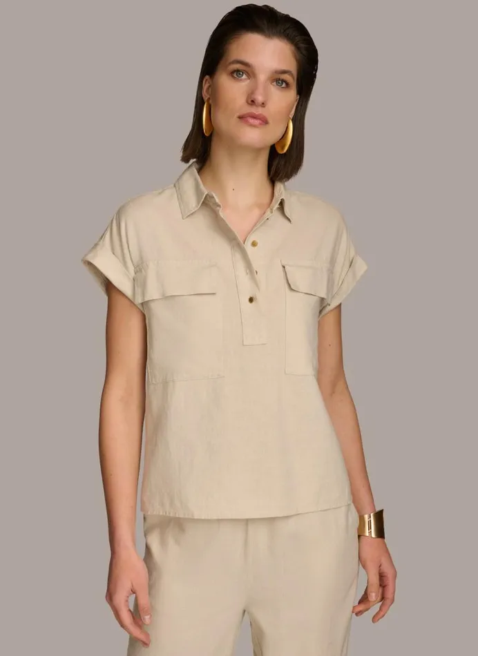 Women UTILITY TOP Sand Donna Karan New York Sweaters And Tops