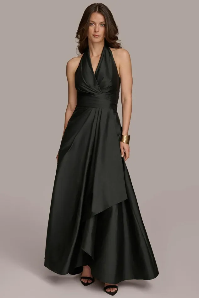 Women VNECK DRAPED GOWN Black Donna Karan New York Dresses And Jumpsuits