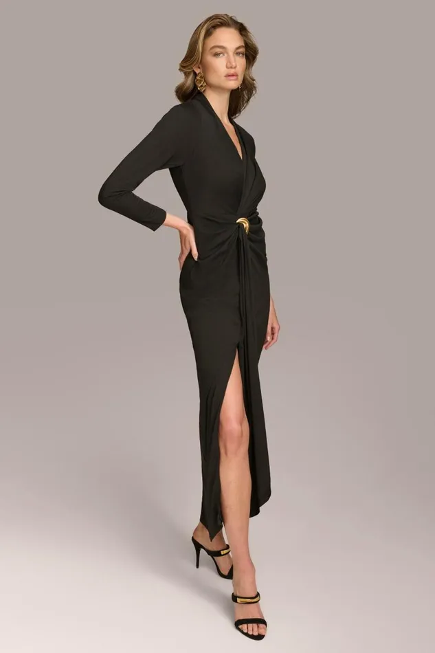 Women V NECK GOWN Black Donna Karan New York Dresses And Jumpsuits Women V NECK GOWN Black Donna Karan New York Dresses And Jumpsuits
