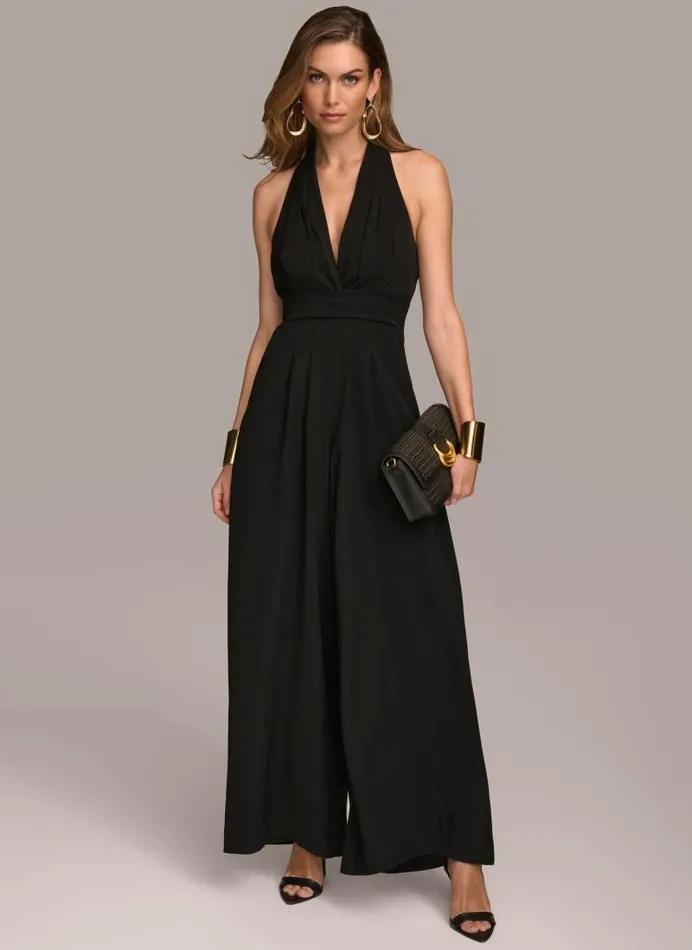 Women V NECK JUMPSUIT Black Donna Karan New York Dresses And Jumpsuits
