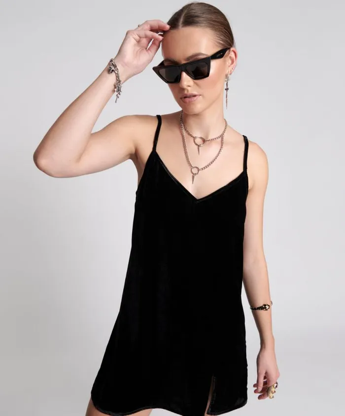 Women VELVET LOVER MINI SLIP DRESS One Teaspoon Mini Dresses