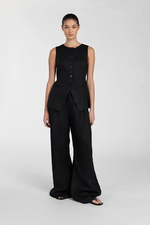 Women Vests DISSH ALESSIA BLACK LINEN VEST