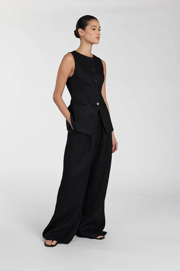 Women Vests DISSH ALESSIA BLACK LINEN VEST
