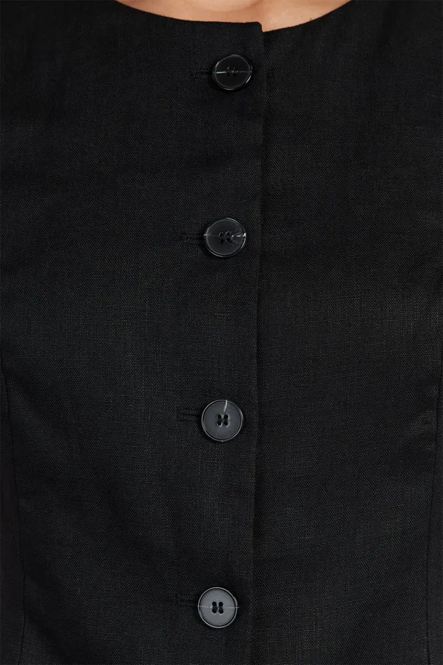 Women Vests DISSH ALESSIA BLACK LINEN VEST