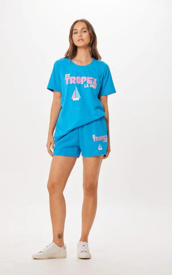 Women Vintage Havana All Bottoms Bright Blue St Tropez Jet Setter Surf Wash Shorts Bright Blue