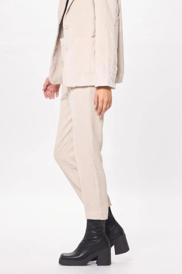 Women Vintage Havana All Bottoms Washed Taupe Crinkle Cord Trouser Pant Taupe