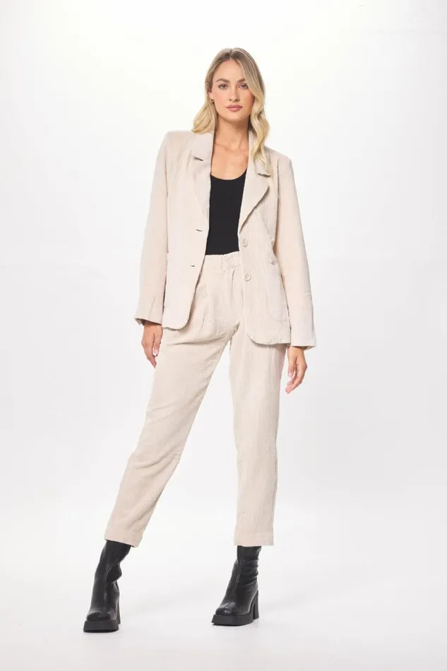 Women Vintage Havana All Bottoms Washed Taupe Crinkle Cord Trouser Pant Taupe