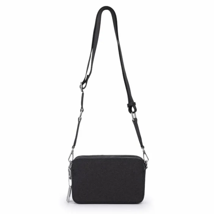 Women Vintage Havana Crossbody HENNA BAG 8211 BLACK METALLIC