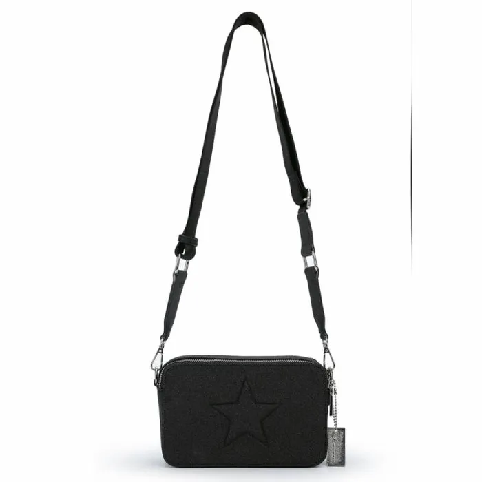 Women Vintage Havana Crossbody HENNA BAG 8211 BLACK METALLIC