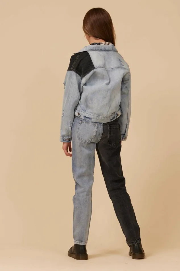 Women Vintage Havana Outerwear COLORBLOCKED DENIM JACKET Denim