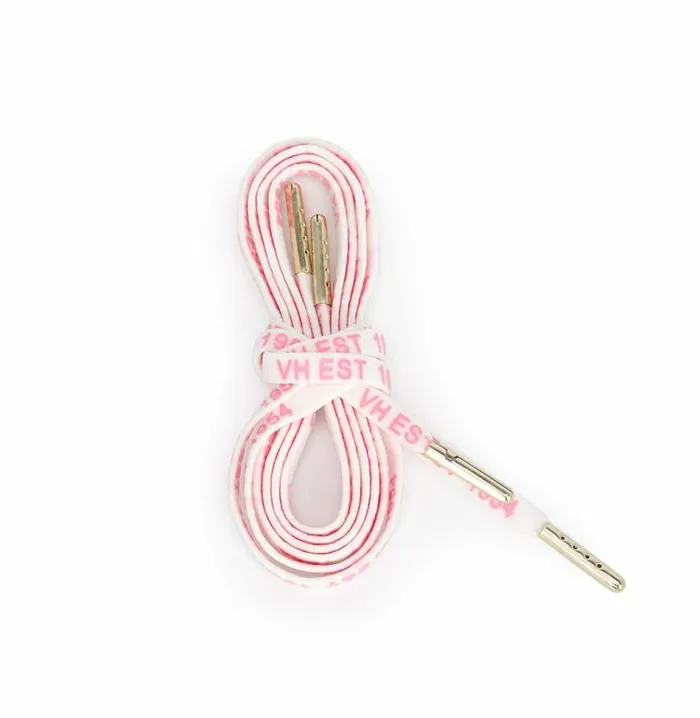 Women Vintage Havana Shoe Laces WHITE PINK GOLD TIP LACES Women Vintage Havana Shoe Laces WHITE PINK GOLD TIP LACES